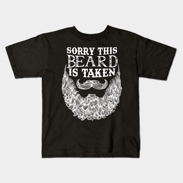 Sorry This Beard is Taken Couple Falling in love Kids T-Shirt by zellaarts